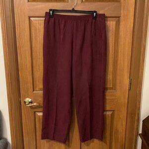 Alfred Dunner Burgundy Elastic-Waist Dress Pants